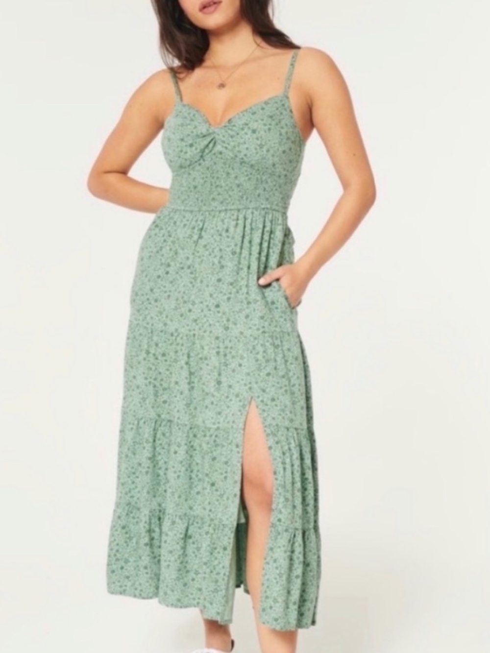 Hollister Green Floral Dress